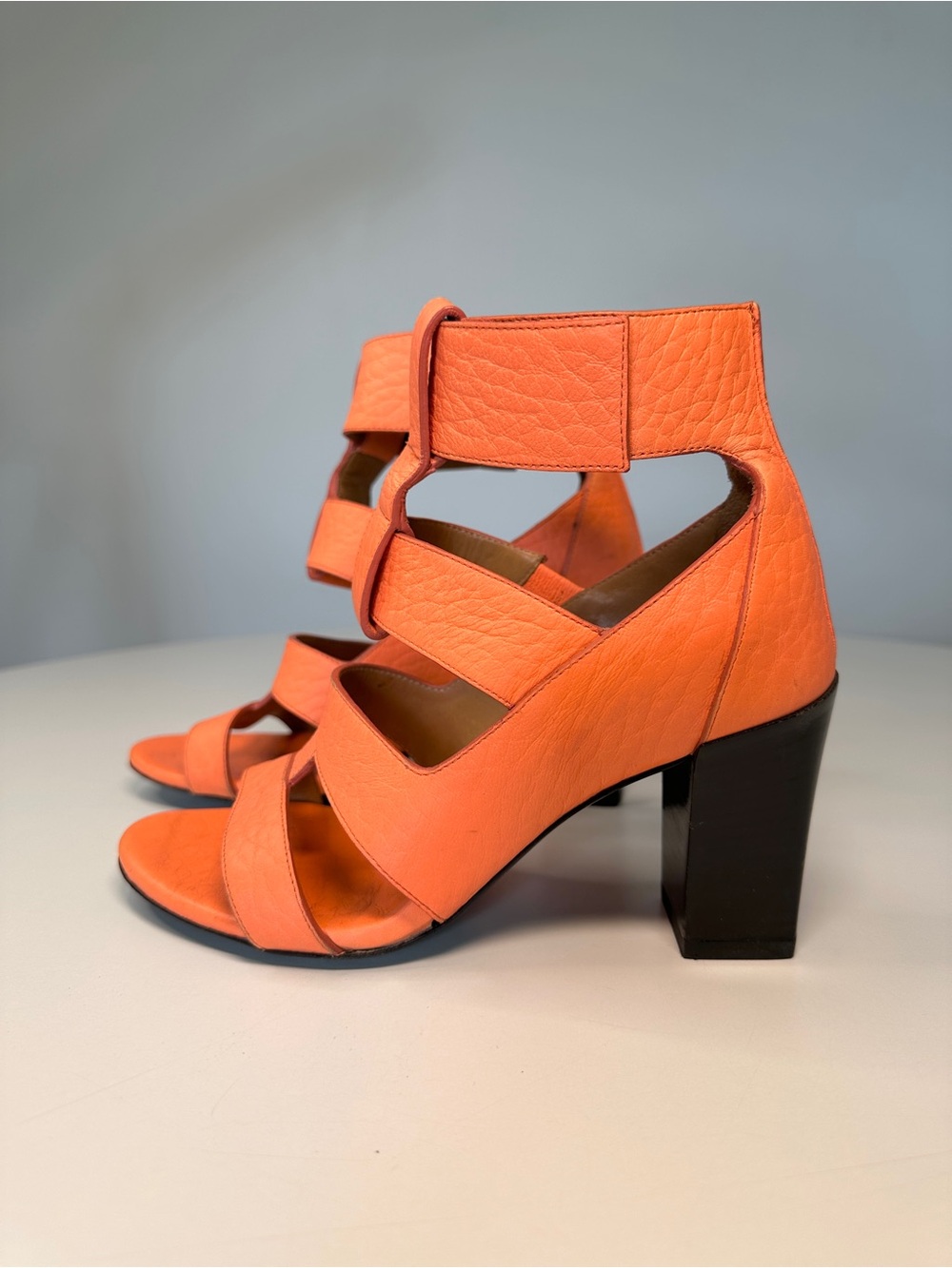 Authentic Chloe Orange Multi-Strap High Heel Sandals 35 5 - Picture 4 of 12